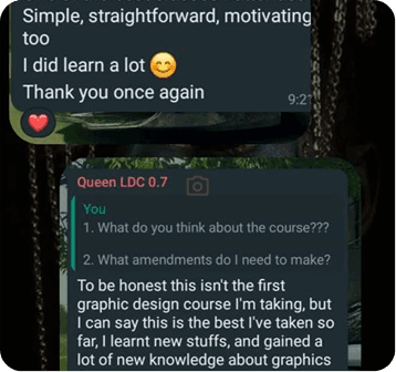 Student testimonial - SARAH M. — DESIGNER